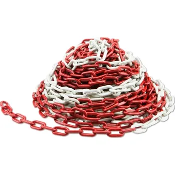 Řetěz Plastový řetěz – červeno-bílá, 25 m × 7,5 mm