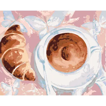 ZUTY Malování podle čísel - KÁVA A CROISSANT V PAŘÍŽI Rozměr: 40x50 cm, Rámování: bez rámu a bez vypnutí plátna