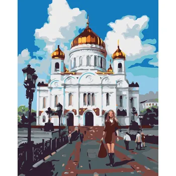 ZUTY Malování podle čísel - ŽENA PŘED CHRÁMEM Rozměr: 40x50 cm, Rámování: bez rámu a bez vypnutí plátna