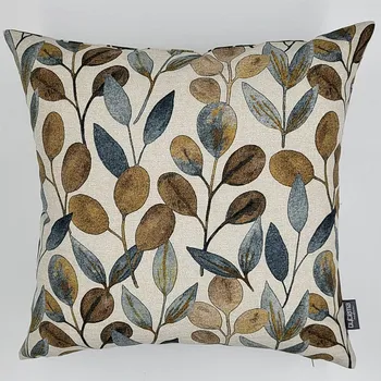 Dekorativní polštářek BYTEMA Dekorační povlak LISTY HOJAS MODRÝ 45 x 45 cm