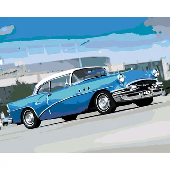 Hračka ZUTY Malování podle čísel - STARŠÍ MODRÉ AUTO Rozměr: 40x50 cm, Rámování: bez rámu a bez vypnutí plátna