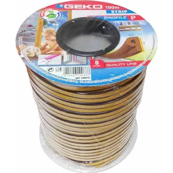 Těsnění do okna a dveří GEKO - Těsnění do oken samolepící EPDM guma D-profil 100m (2x50m) v cívce - hnědé