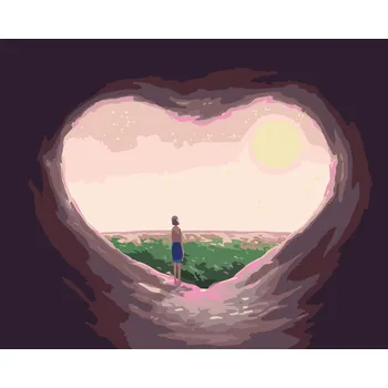 ZUTY Malování podle čísel - JESKYNNÍ SRDCE Rozměr: 40x50 cm, Rámování: bez rámu a bez vypnutí plátna