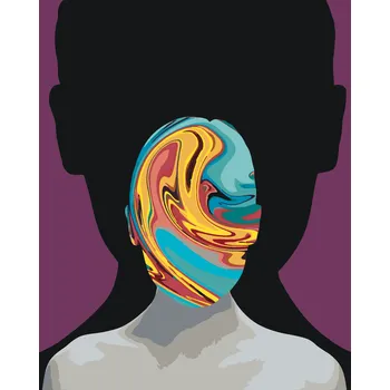 ZUTY Malování podle čísel - ABSTRAKTNÍ DUHOVÝ OBLIČEJ Rozměr: 40x50 cm, Rámování: vypnuté plátno na rám