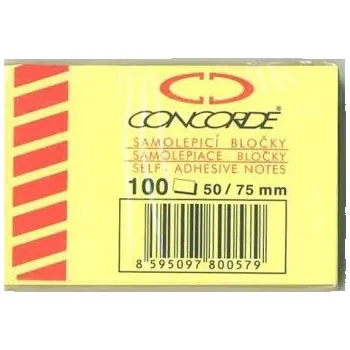 Samolepící bloček CONCORDE Samolepicí bloček žlutý, 50x75mm, 100 listů A1001