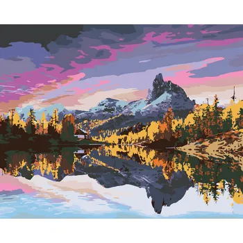 ZUTY Malování podle čísel - PODZIMNÍ POHLED NA JEZERO FEDERA V DOLOMITECH Rozměr: 40x50 cm, Rámování: bez rámu a bez vypnutí plátna