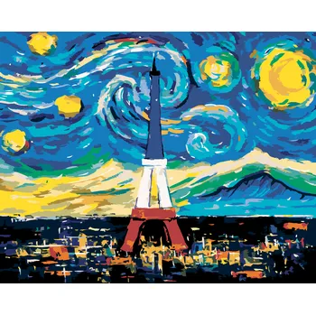 ZUTY Malování podle čísel - EIFFELOVA VĚŽ PODLE VINCENTA VAN GOGHA Rozměr: 40x50 cm, Rámování: bez rámu a bez vypnutí plátna
