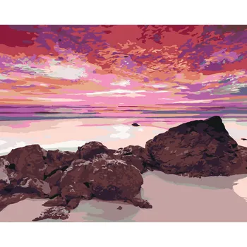 ZUTY Malování podle čísel - PŘÍMOŘSKÁ KRAJINA S ČERVÁNKY Rozměr: 40x50 cm, Rámování: bez rámu a bez vypnutí plátna