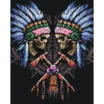 Hračka ZUTY Malování podle čísel - DVĚ NÁČELNICKÉ LEBKY Rozměr: 40x50 cm, Rámování: vypnuté plátno na rám