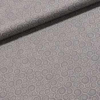 Bavlněné plátno / bavlněný satén 213254/215, smetanové spirálky na šedé, š.155cm (látka v metráži)