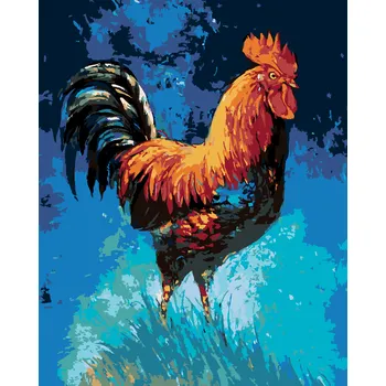 ZUTY Malování podle čísel - KOHOUT A MODRÁ OBLOHA Rozměr: 40x50 cm, Rámování: bez rámu a bez vypnutí plátna