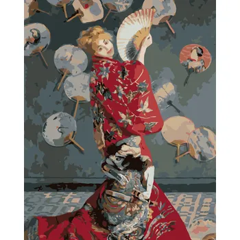 ZUTY Malování podle čísel - PANÍ MONETOVÁ V JAPONSKÉM KIMONU (CLAUDE MONET) Rozměr: 40x50 cm, Rámování: bez rámu a bez vypnutí plátna