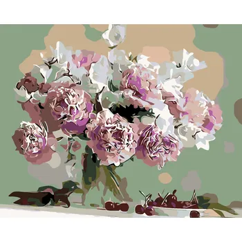 ZUTY Malování podle čísel - PIVOŇKY A TŘEŠNĚ Rozměr: 40x50 cm, Rámování: vypnuté plátno na rám