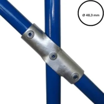 Tesařské kování Konstrukční fitinka, spojka ocelových trubek pr. 48,3 mm – nastavitelný úhlový spojovací kříž 130-D48