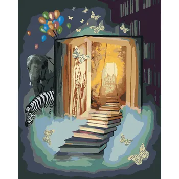 ZUTY Malování podle čísel - KOUZELNÁ KNIHA Rozměr: 40x50 cm, Rámování: bez rámu a bez vypnutí plátna