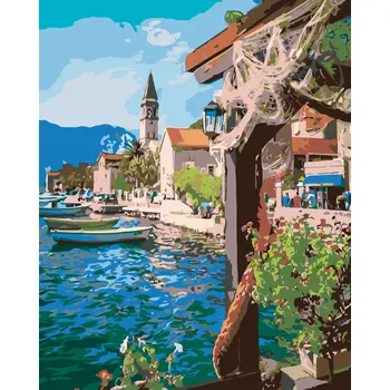 Dětské zboží ZUTY Malování podle čísel - VÝHLED OD RYBÁŘE NA MOŘE Rozměr: 40x50 cm, Rámování: vypnuté plátno na rám