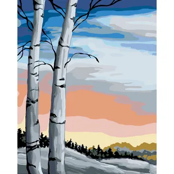 ZUTY Malování podle čísel - BŘÍZY Rozměr: 40x50 cm, Rámování: bez rámu a bez vypnutí plátna