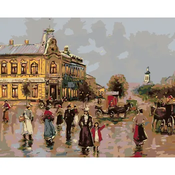 ZUTY Malování podle čísel - VENKOVSKÉ NÁMĚSTÍ Rozměr: 40x50 cm, Rámování: bez rámu a bez vypnutí plátna