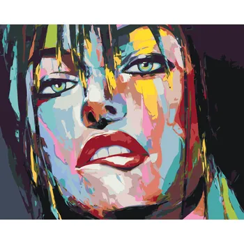ZUTY Malování podle čísel - PORTRÉT BAREVNÁ ŽENA POKUŠENÍ Rozměr: 40x50 cm, Rámování: bez rámu a bez vypnutí plátna
