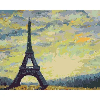 ZUTY Malování podle čísel - EIFFELOVA VĚŽ ZA JASNÉHO DNE Rozměr: 40x50 cm, Rámování: bez rámu a bez vypnutí plátna