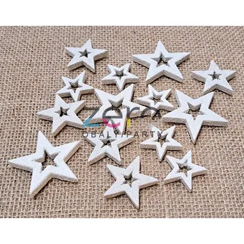 Hvězda s hvězdou pr. 3,5-5,5 cm (24 ks) - bílá s glitry