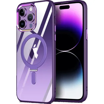 Pouzdro na mobilní telefon Plastový obal MagSafe se stojánkem pro Apple iPhone 15 Pro Max - fialový
