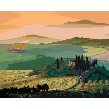ZUTY Malování podle čísel - TOSKÁNSKÁ KRAJINA A VÝCHOD SLUNCE Rozměr: 40x50 cm, Rámování: vypnuté plátno na rám