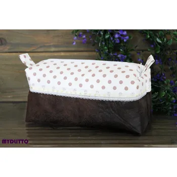 Kosmetická taška COFFRETO - kosmetická taštička - duo puntík s krajkou