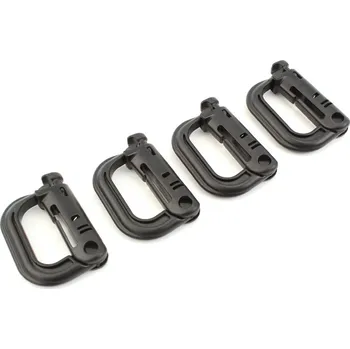 101 INC Plastová karabina GRIMLOC, 4 ks - Černá