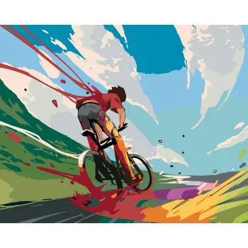 ZUTY Malování podle čísel - CYKLISTA V BARVÁCH Rozměr: 40x50 cm, Rámování: vypnuté plátno na rám