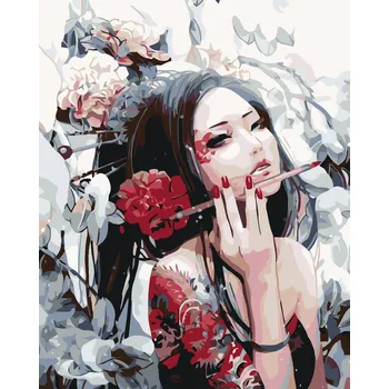 ZUTY Malování podle čísel - MALÍŘKA Z JAPONSKA Rozměr: 40x50 cm, Rámování: bez rámu a bez vypnutí plátna