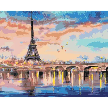 ZUTY Malování podle čísel - EIFFELOVA VĚŽ A ČERVÁNKY Rozměr: 40x50 cm, Rámování: bez rámu a bez vypnutí plátna
