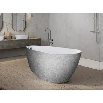 Vana HOPA Volně stojící vana GOYA A-LINE Glam - stříbrná + Barva - GLAM 02 - stříbrná, Barva sifonu - Bílá, Rozměr vany - 160 x 73 cm, VANGOYAA160WG2