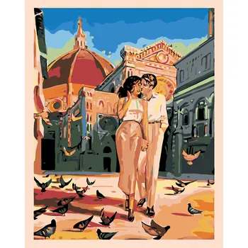 ZUTY Malování podle čísel - ZAMILOVANÝ PÁR S HOLUBY Rozměr: 40x50 cm, Rámování: bez rámu a bez vypnutí plátna