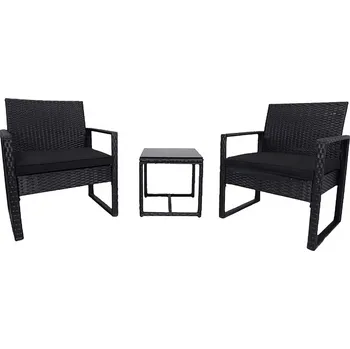 Zahradní sestava VerDesign KORFU malý zahradní set 2+1, černý