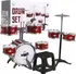 Hudební nástroj pro děti Dětská sada 7 bubnů se stoličkou Drum Set červená