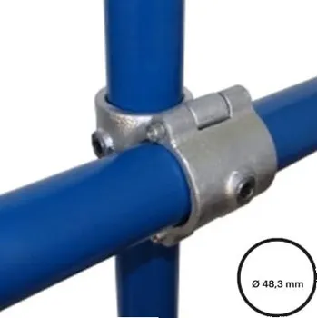 Fitinka Konstrukční fitinka, spojka ocelových trubek pr. 48,3 mm – křížení průběžné, mimoúrovňové, rozebíratelné 90° 137-D48