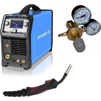 Svářečka SET Invertor KUHTREIBER MAKin 200 Multi MIG LCD PFC - MIG/MAG+hořák 15/4m+redukční ventil