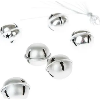 Vánoce Rolničky, STŘÍBRNÉ, 20,5x4 mm, 6ks/bal.