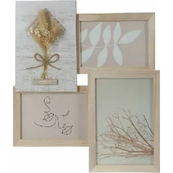 Digitální fotorámeček Fotorámeček na 3 fotky DKD Home Decor Shabby Chic Sklo Přírodní (31 x 2,4 x 34 cm)