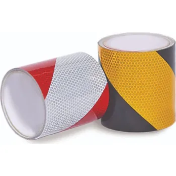 Reflexní výstražné značení WT-5219 – 50 mm × 25 m, žluto-černá, směr doleva