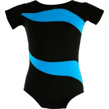 VFstyle Bavlněný gymnastický dres s krátkým rukávem Waves tyrkysovo-černý Velikost: S Velikost od 122