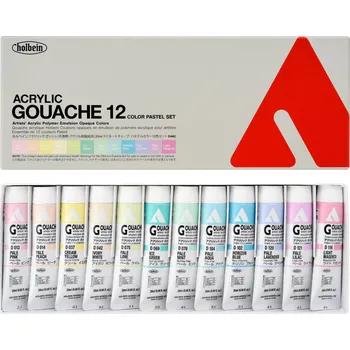 Vodová barva Akrylové kvašové barvy Holbein - Pastel, sada 12 ks