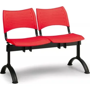 Plastová lavice červená Visio LC9284CV - podnož černá, 2-místná