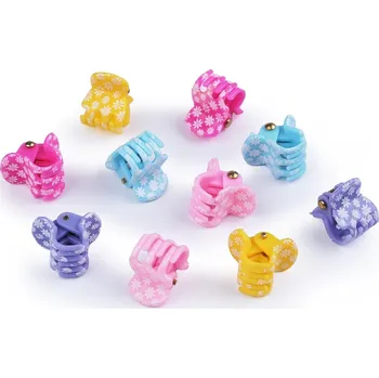 Biju Skřipec do vlasů s potiskem květin MINI - 1 KUS, pastelové barvy 8000869 Fialová