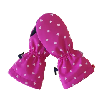 Zimní softshellové rukavice Fantom s cordurou Srdíčka s reflexním potiskem - sněhové palčáky růžové velikost rukavic 2-3 roky (2)