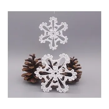 Vánoční ozdoba Háčkovaná vánoční ozdoba - vločka 8 cm č.4 8 cm bílá