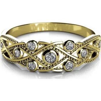 Šperk Couple, Netradiční prsten Richelieu ve žlutém zlatě se zirkony, vel. 52, prům. 16.6 mm, 585-68-1-0523.0Z00.0.52.001