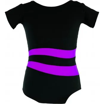 VFstyle Bavlněný gymnastický dres s krátkým rukávem černo-fialový Velikost: M Velikost od 122