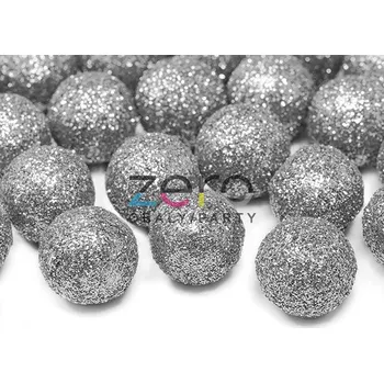 Kulička pr. 1 cm (210 ks) - stříbrná s glitry